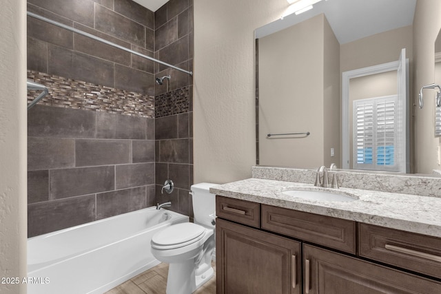 10350 E Texas Ave, Mesa, AZ 85212 - full bath featuring toilet, shower / washtub combination, vanity, and wood finished floors