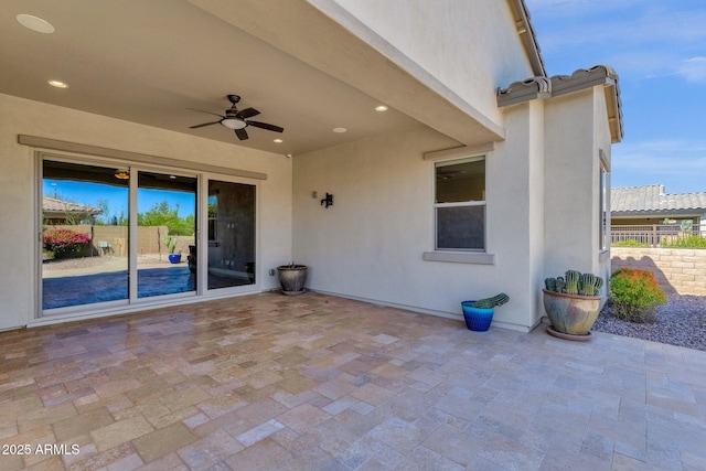 10350 E Texas Ave, Mesa, AZ 85212 - view of patio / terrace featuring a ceiling fan and fence