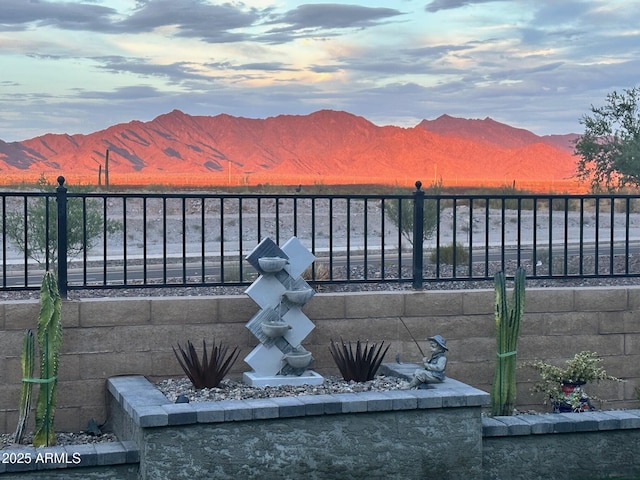 exterior space featuring a mountain view