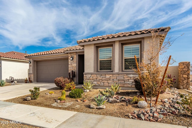 mediterranean / spanish-style home featuring a garage