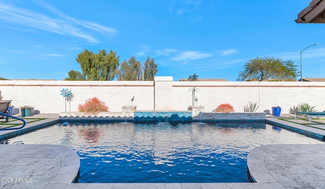 view of pool featuring pool water feature