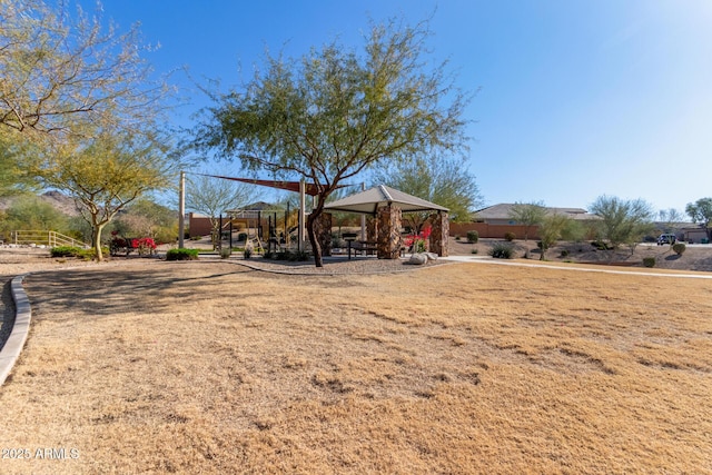 view of yard with a gazebo