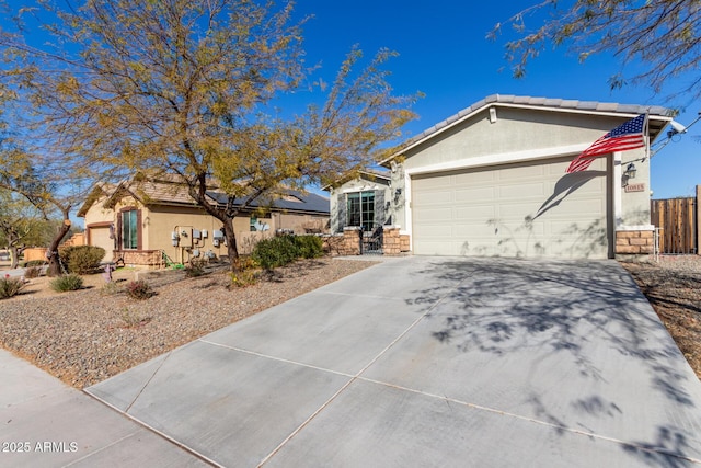 single story home with a garage