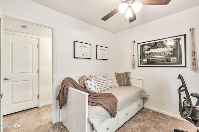 bedroom featuring ceiling fan