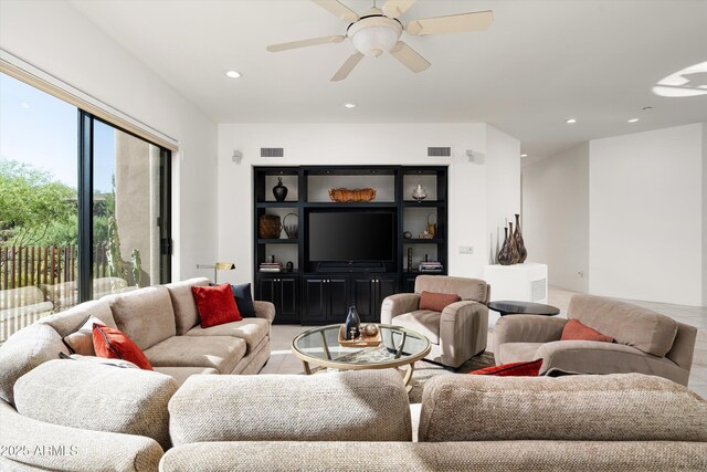 39089 N 102nd Way, Scottsdale, AZ 85262 - living area with recessed lighting and a ceiling fan