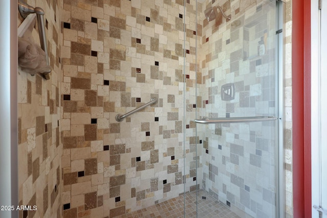 bathroom with a stall shower