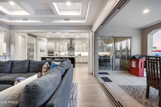 living room with light wood-type flooring