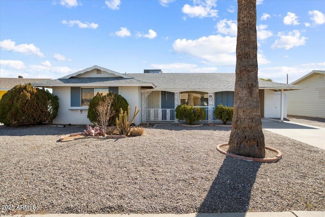 ranch-style home with a garage