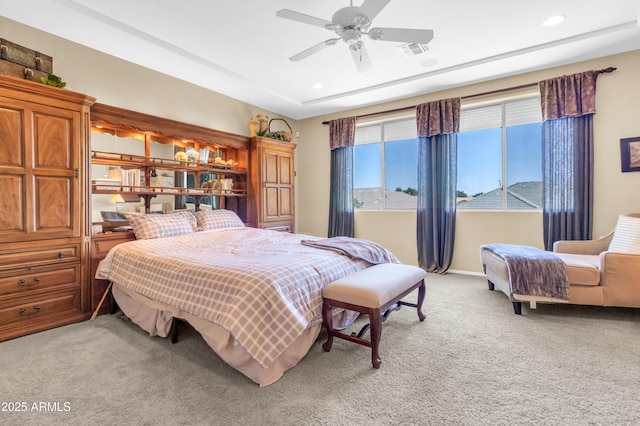 2383 E Zion Way, Chandler, AZ 85249 - bedroom with light colored carpet, recessed lighting, and ceiling fan