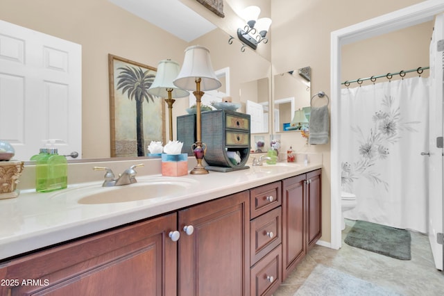 2383 E Zion Way, Chandler, AZ 85249 - bathroom featuring double vanity, a shower with curtain, and tile patterned floors