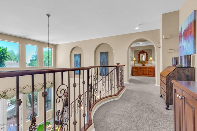 2383 E Zion Way, Chandler, AZ 85249 - hall featuring light carpet, an upstairs landing, and recessed lighting