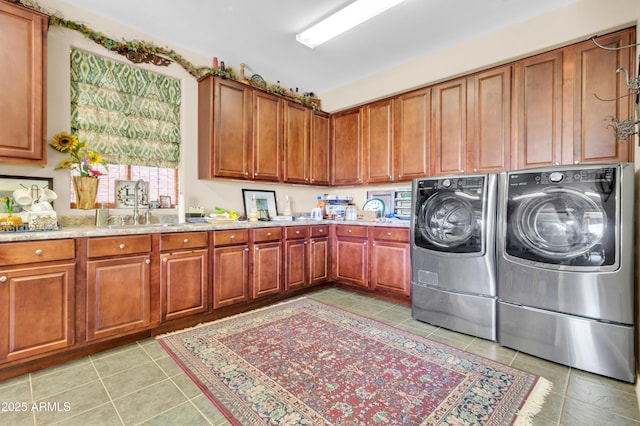 2383 E Zion Way, Chandler, AZ 85249 - washroom featuring cabinet space, washer and dryer, and light tile patterned floors