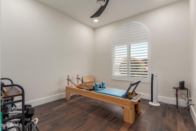 office area with dark wood-type flooring