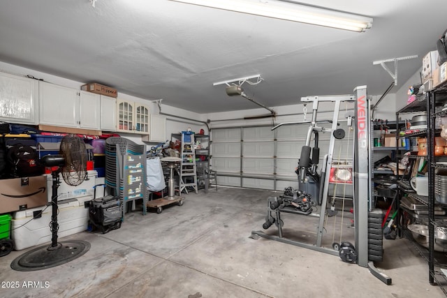 garage with a garage door opener