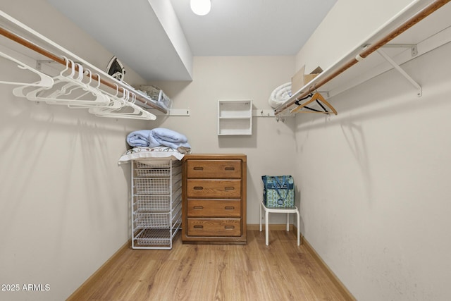 walk in closet featuring light hardwood / wood-style floors