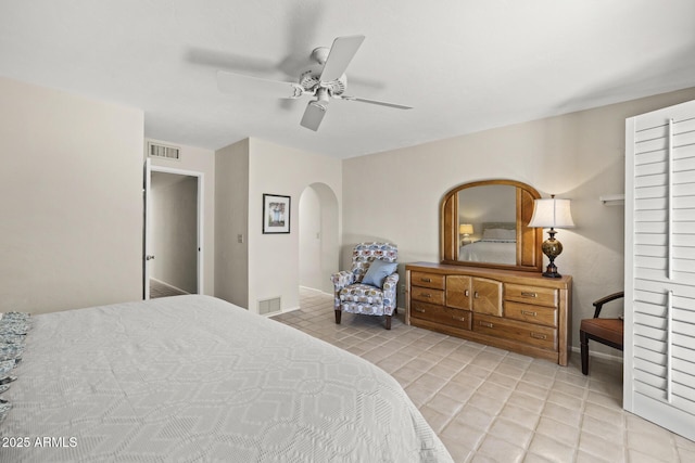 bedroom featuring ceiling fan