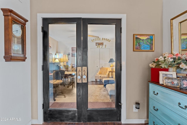 doorway to outside with french doors