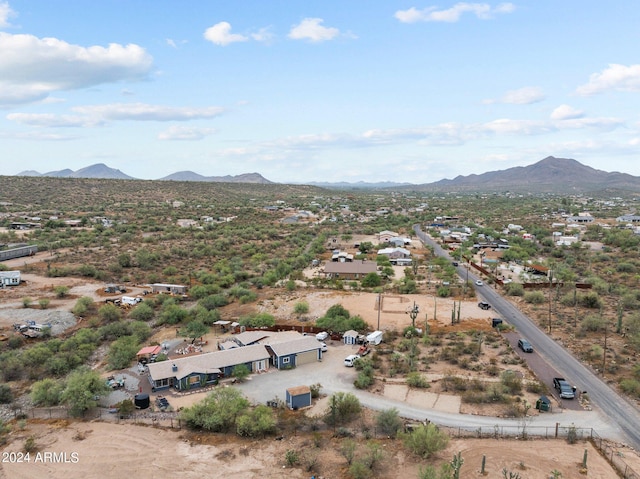 drone / aerial view featuring a mountain view