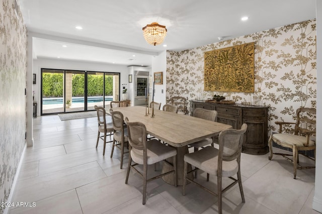 dining room with an inviting chandelier