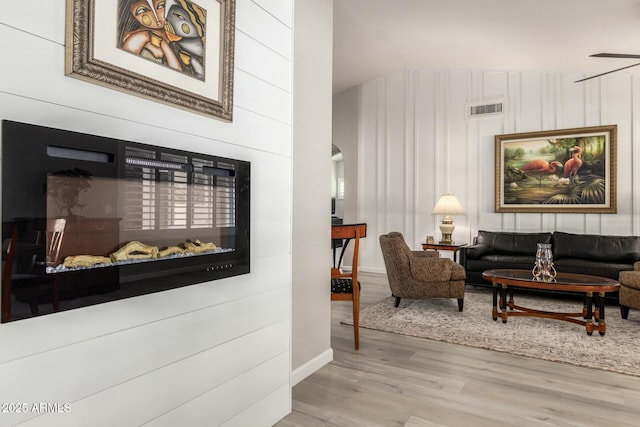 living room featuring light hardwood / wood-style floors