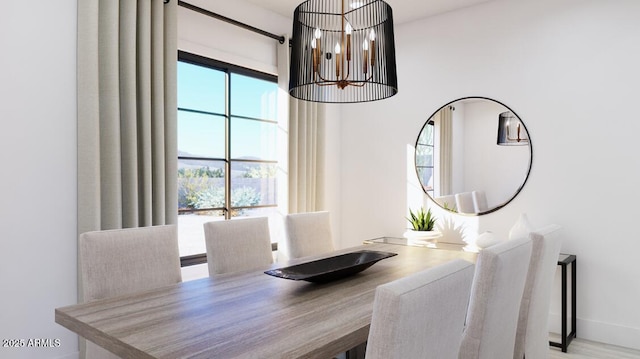 dining room featuring a chandelier