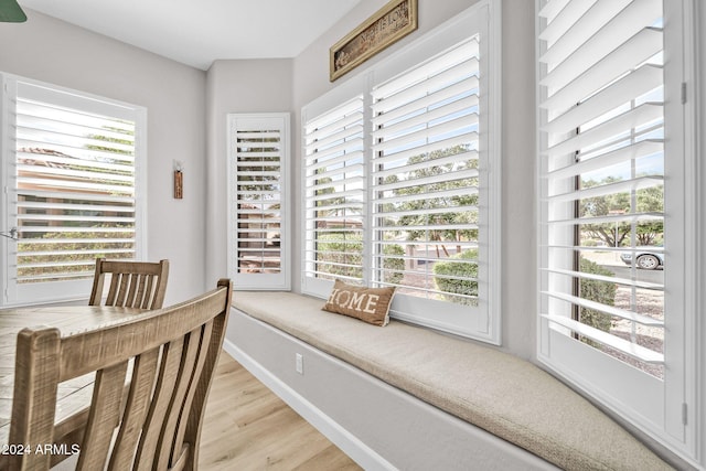 interior space with light hardwood / wood-style flooring