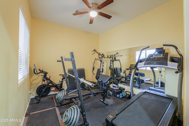 2115 N Cougar Ct, Casa Grande, AZ 85122 - exercise area with a ceiling fan and visible vents