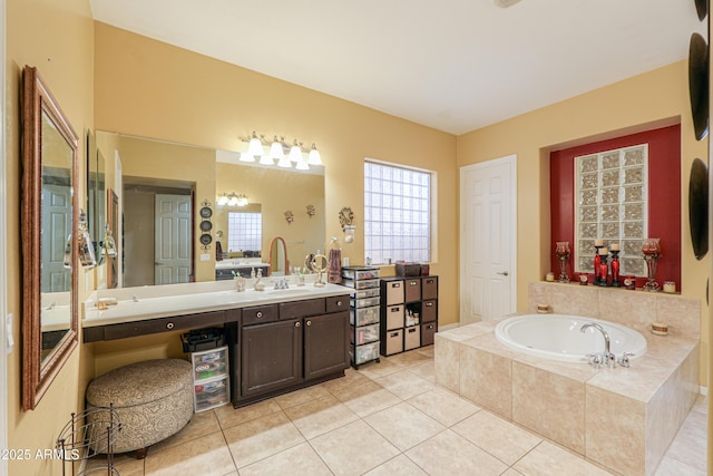 2115 N Cougar Ct, Casa Grande, AZ 85122 - full bathroom featuring a garden tub, vanity, and tile patterned flooring