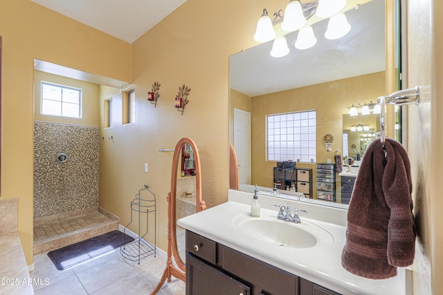 2115 N Cougar Ct, Casa Grande, AZ 85122 - full bath featuring a walk in shower, vanity, and tile patterned flooring