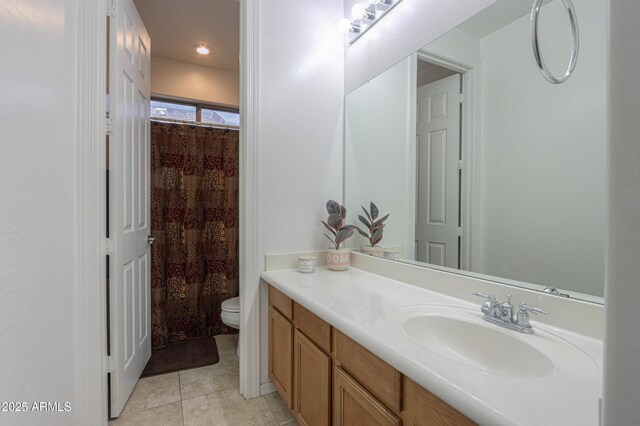 2115 N Cougar Ct, Casa Grande, AZ 85122 - full bath with toilet, tile patterned floors, vanity, and a shower with curtain