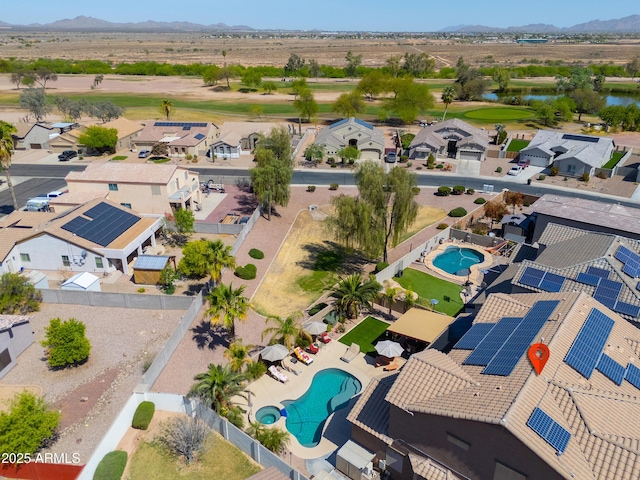 2115 N Cougar Ct, Casa Grande, AZ 85122 - drone / aerial view featuring view of golf course, a residential view, and a water and mountain view