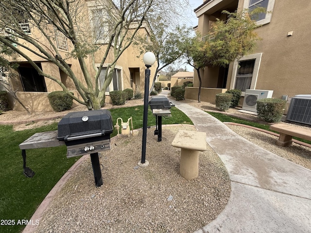 view of community featuring ac unit and a yard