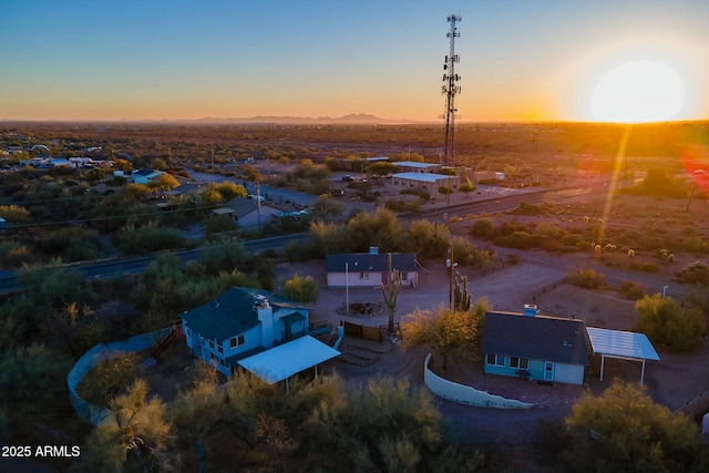 view of aerial view at dusk