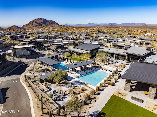 12311 E Black Rock Rd, Scottsdale, AZ 85255 - aerial perspective of suburban area with a pool area and a mountainous background
