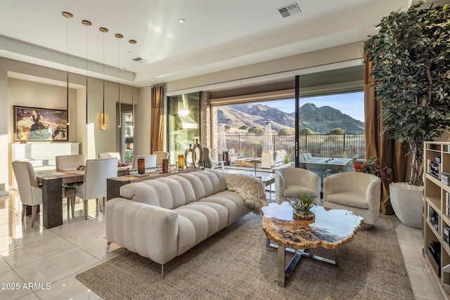 12311 E Black Rock Rd, Scottsdale, AZ 85255 - living area with a mountain view and light tile patterned floors