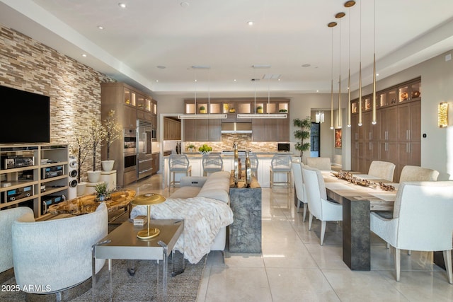 12311 E Black Rock Rd, Scottsdale, AZ 85255 - living area with light tile patterned floors and recessed lighting