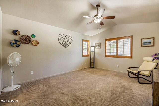 2540 W Waters Edge Ln, Lakeside, AZ 85929 - unfurnished room with a ceiling fan, vaulted ceiling, and light colored carpet