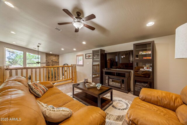 2540 W Waters Edge Ln, Lakeside, AZ 85929 - carpeted living area featuring ceiling fan and recessed lighting