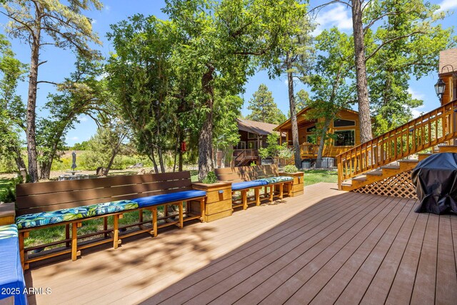 2540 W Waters Edge Ln, Lakeside, AZ 85929 - wooden deck with stairs and grilling area