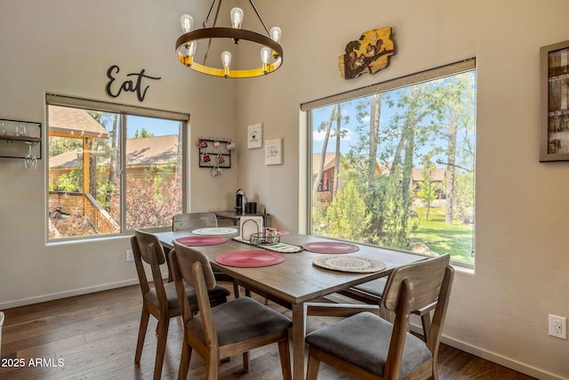 2540 W Waters Edge Ln, Lakeside, AZ 85929 - dining area featuring a chandelier and wood finished floors