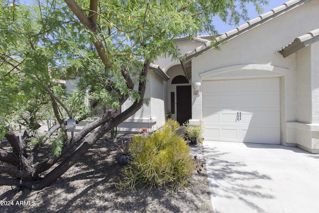 view of front of property with a garage