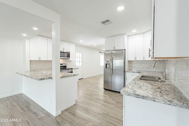 3743 E Coronado Rd, Phoenix, AZ 85008 - kitchen featuring a sink, visible vents, light wood-type flooring, and appliances with stainless steel finishes