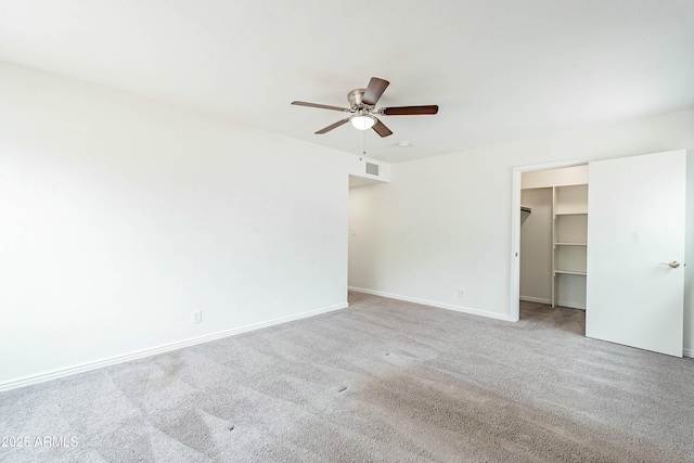 3743 E Coronado Rd, Phoenix, AZ 85008 - unfurnished bedroom with ceiling fan, carpet, a spacious closet, visible vents, and baseboards