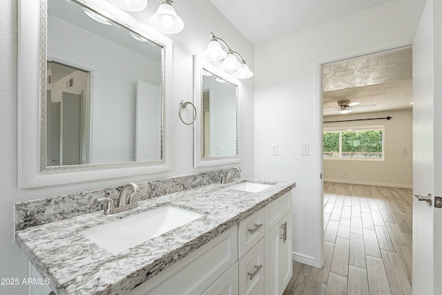 3743 E Coronado Rd, Phoenix, AZ 85008 - bathroom with a sink, baseboards, and wood finished floors