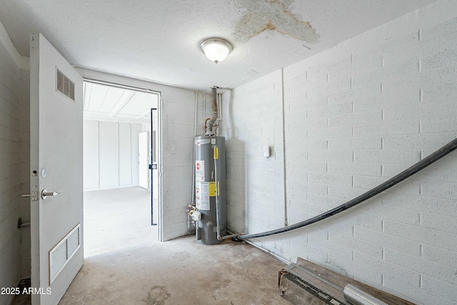 3743 E Coronado Rd, Phoenix, AZ 85008 - below grade area featuring water heater, visible vents, and concrete block wall