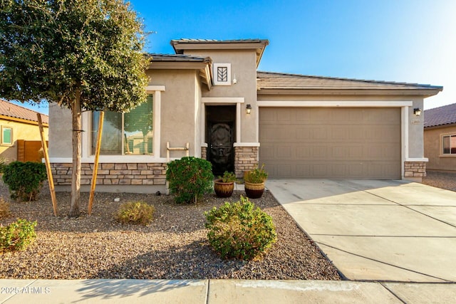 prairie-style home with a garage