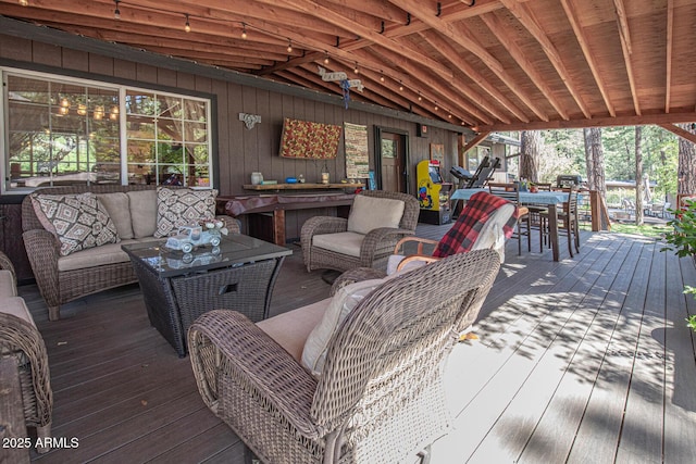 8894 W Lufkin Dr, Pine, AZ 85544 - deck featuring an outdoor hangout area and outdoor dining area