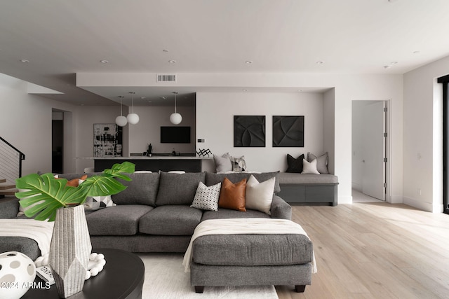 living room featuring light hardwood / wood-style floors