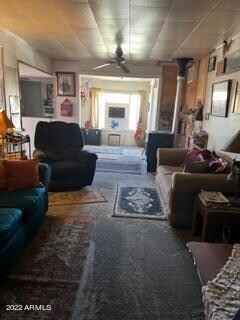 living room with ceiling fan