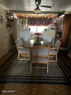 dining area featuring ceiling fan